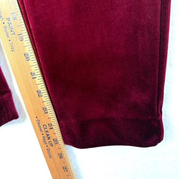 Express Editor Straight Super High Rise Velvet Stretch Ankle Pants Womens 2 Red - Picture 6 of 8